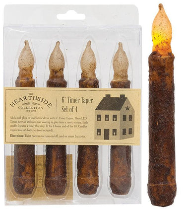 4/Pkg, Burnt Mustard Timer Tapers - The Fox Decor